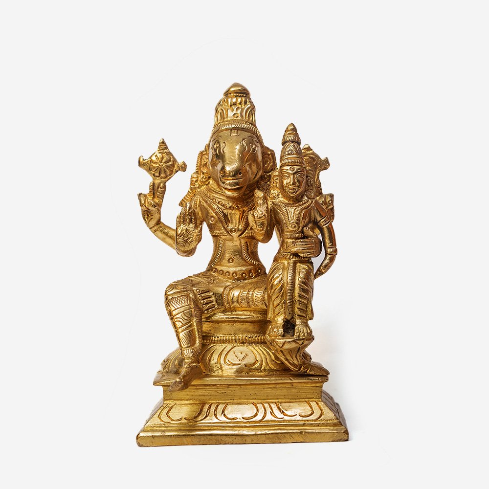 Varaha Laxmi figurine in Brass for Puja at Home & Workspaces thumbnail 1