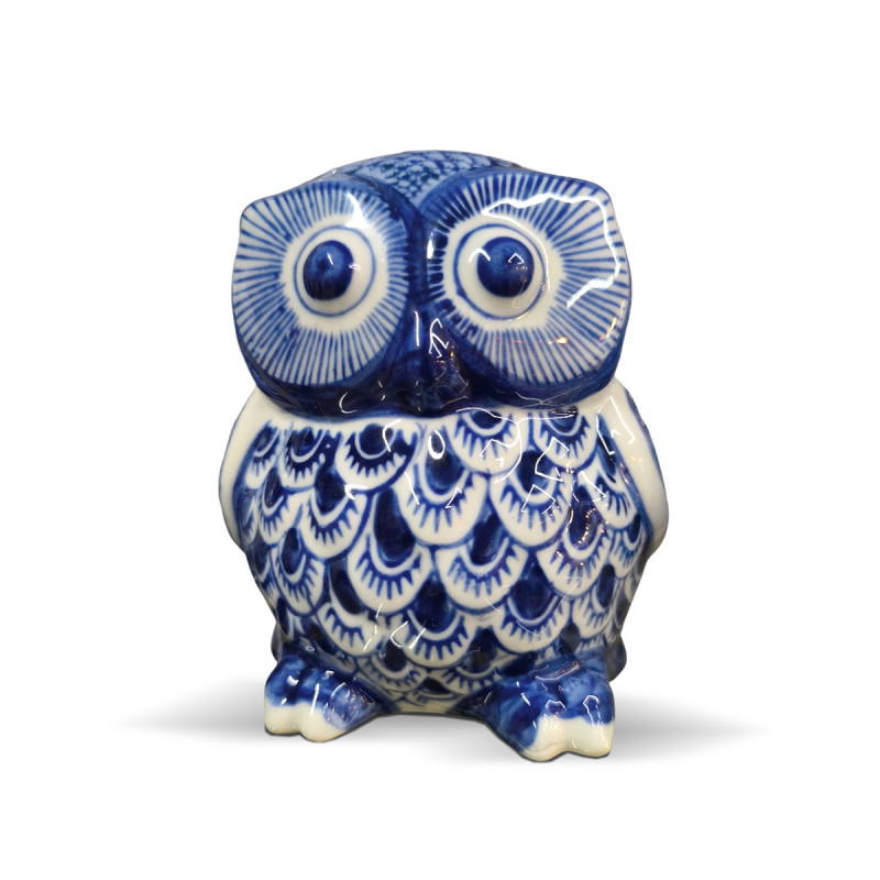 Stunning Blue and White Porcelain Owl