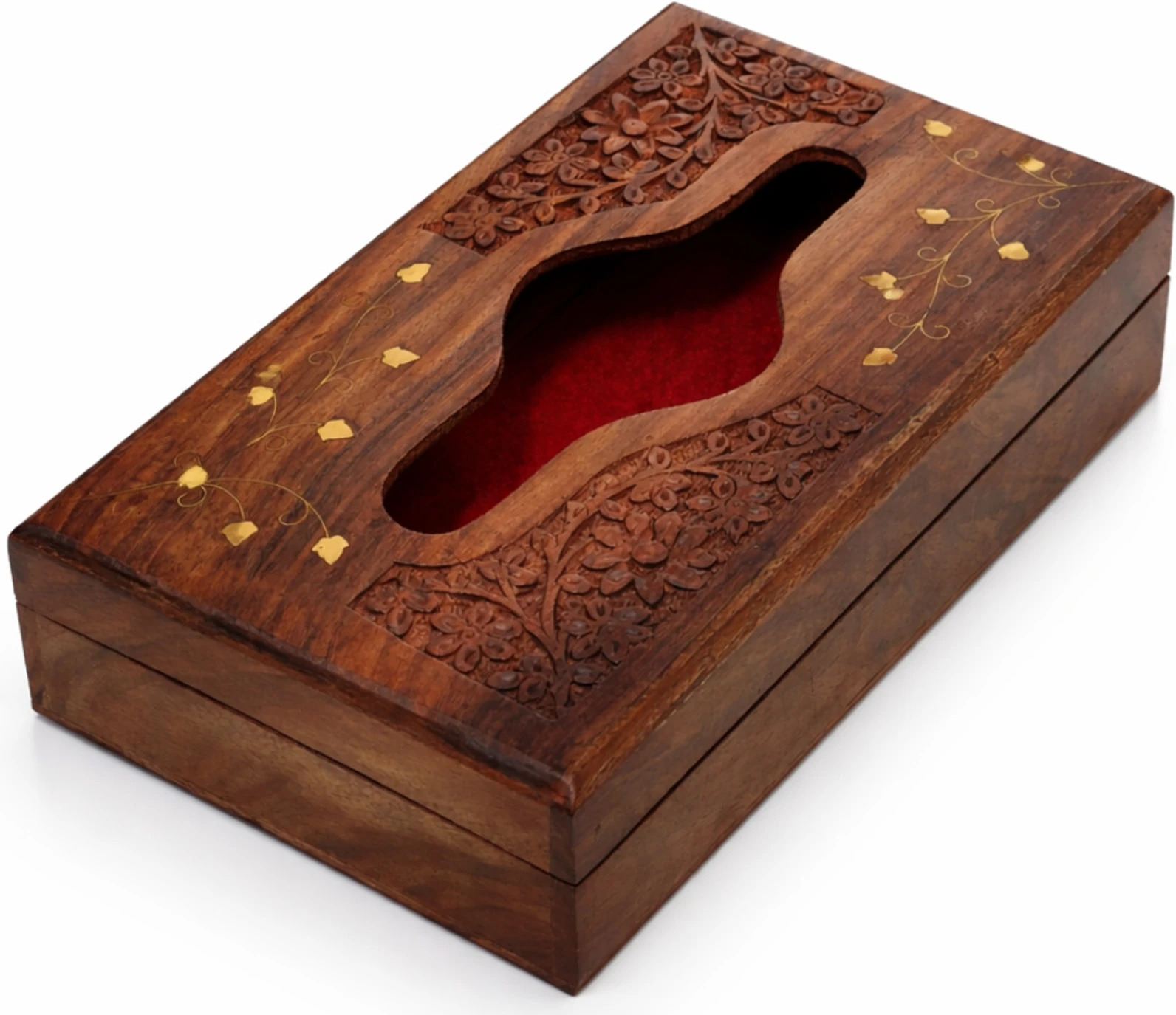 Wooden Carved Tissue Box 10x6 thumbnail 2