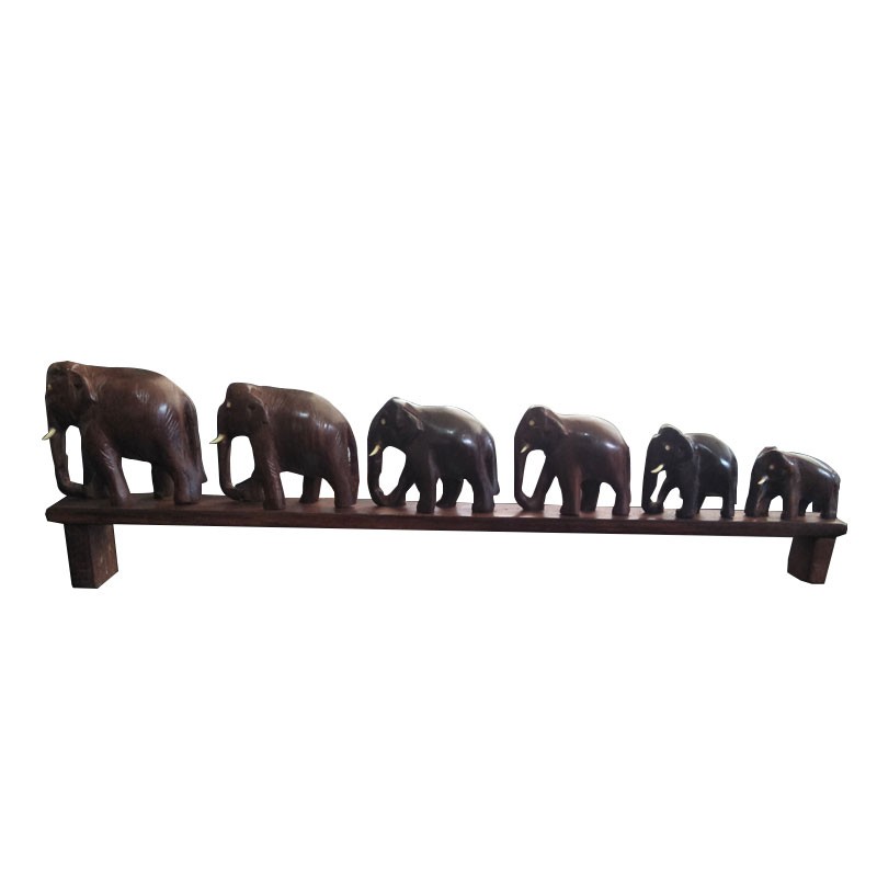 Elephants on Bridge Figurine - (6 Elephants)