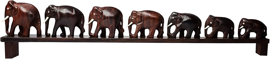 Elephants on Bridge Figurine - (7 Elephants)