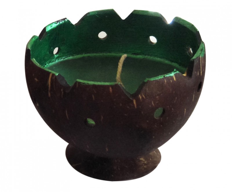 Hand Carved Coconut Shell Candle Holder
