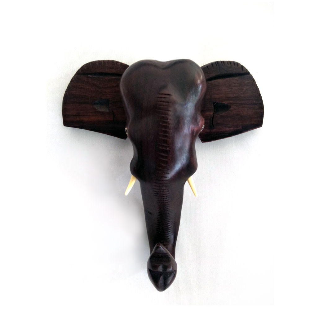 Wooden Hanging Elephant Head 8inch