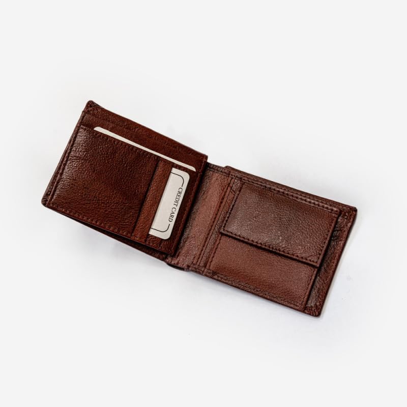 Classic Brown Textured Genuine Leather Wallet for Men