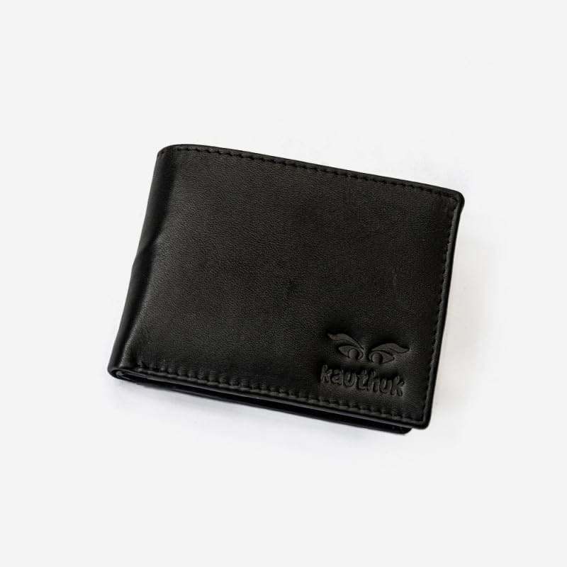 Classic Black Textured Genuine Leather Wallet for Men thumbnail 4