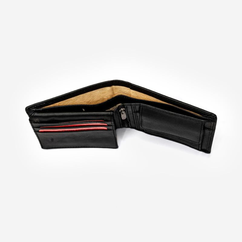 Classic Black Textured Genuine Leather Wallet for Men
