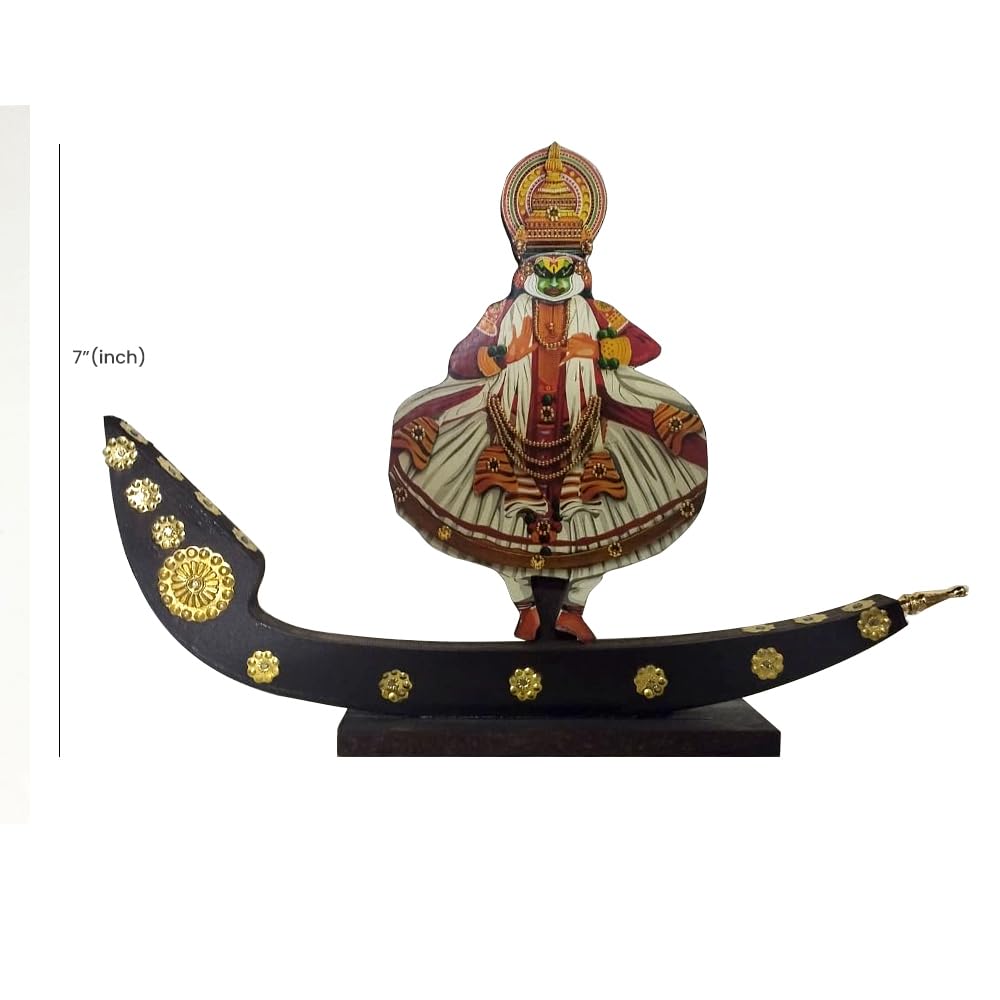 Wooden Kathakali Dancer & Snake Boat (12 * 8" Inches) thumbnail 2