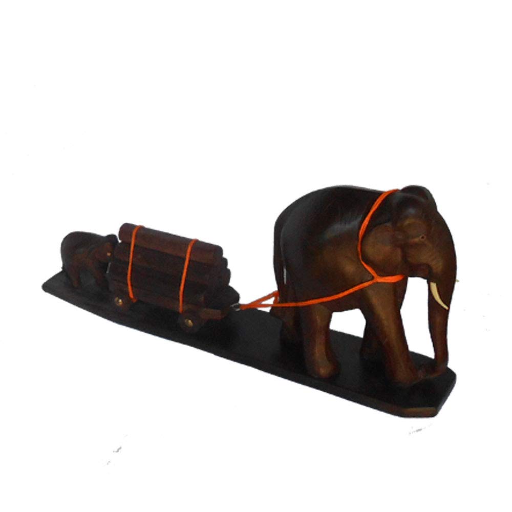 Wooden Elephant Pulling Log thumbnail 2