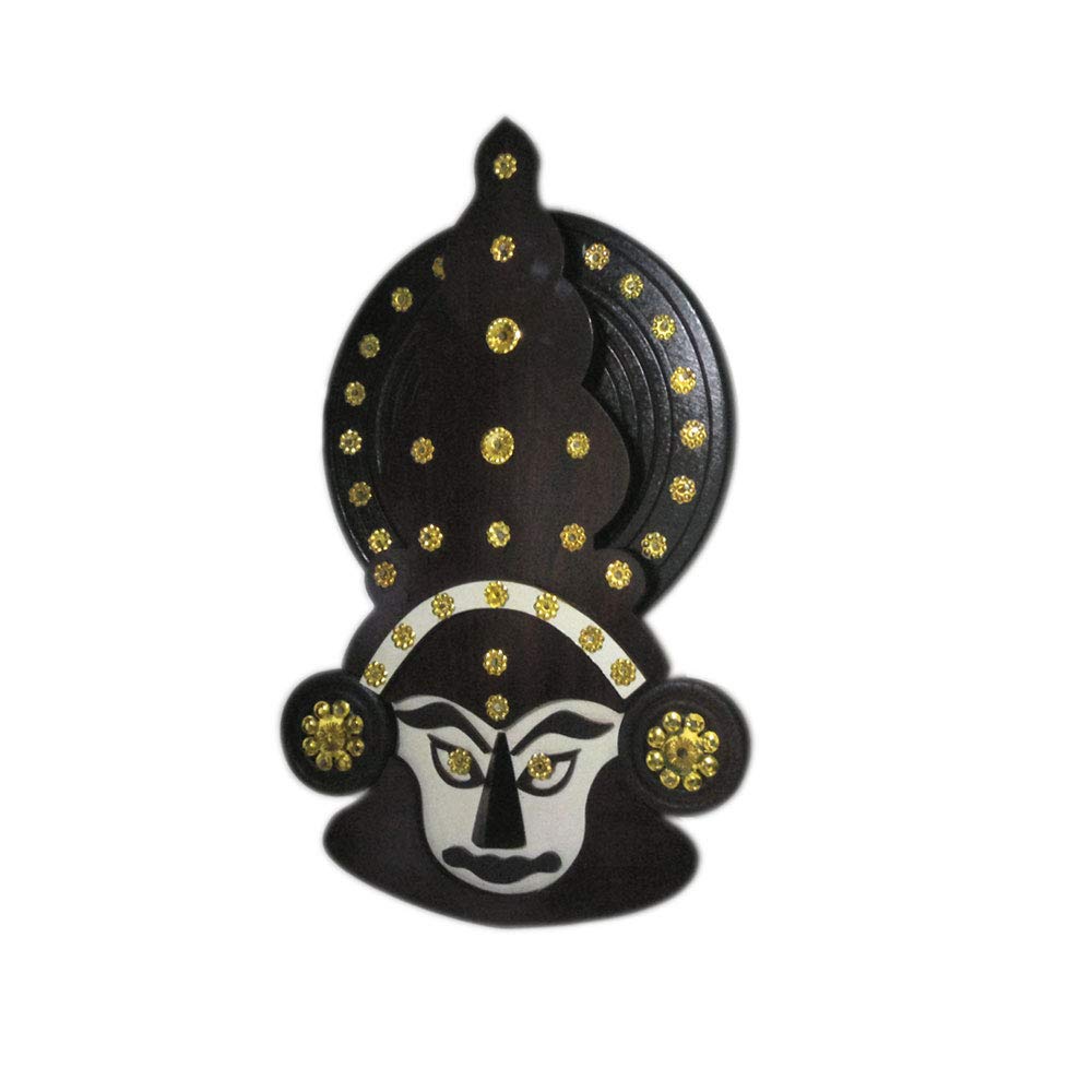 Wall Hanging Wooden Kathakali Mask (10 x 16 Inches)