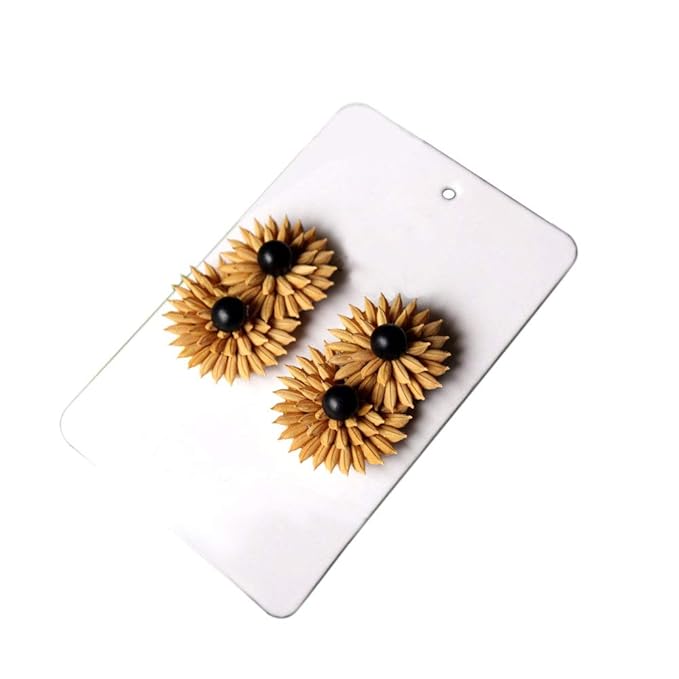 Hand Crafted Twin Dolls Grains & Seeds Earrings Fashionable Ornaments Jewellery for Women Girl (Beige & Black)