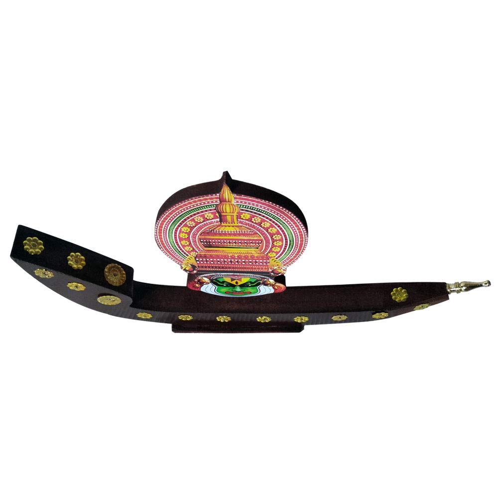 Traditional Miniature Model Mild Fiber Board Kathakali Snake Boat Souvenir with Decorative Print (10 x 7 inches)