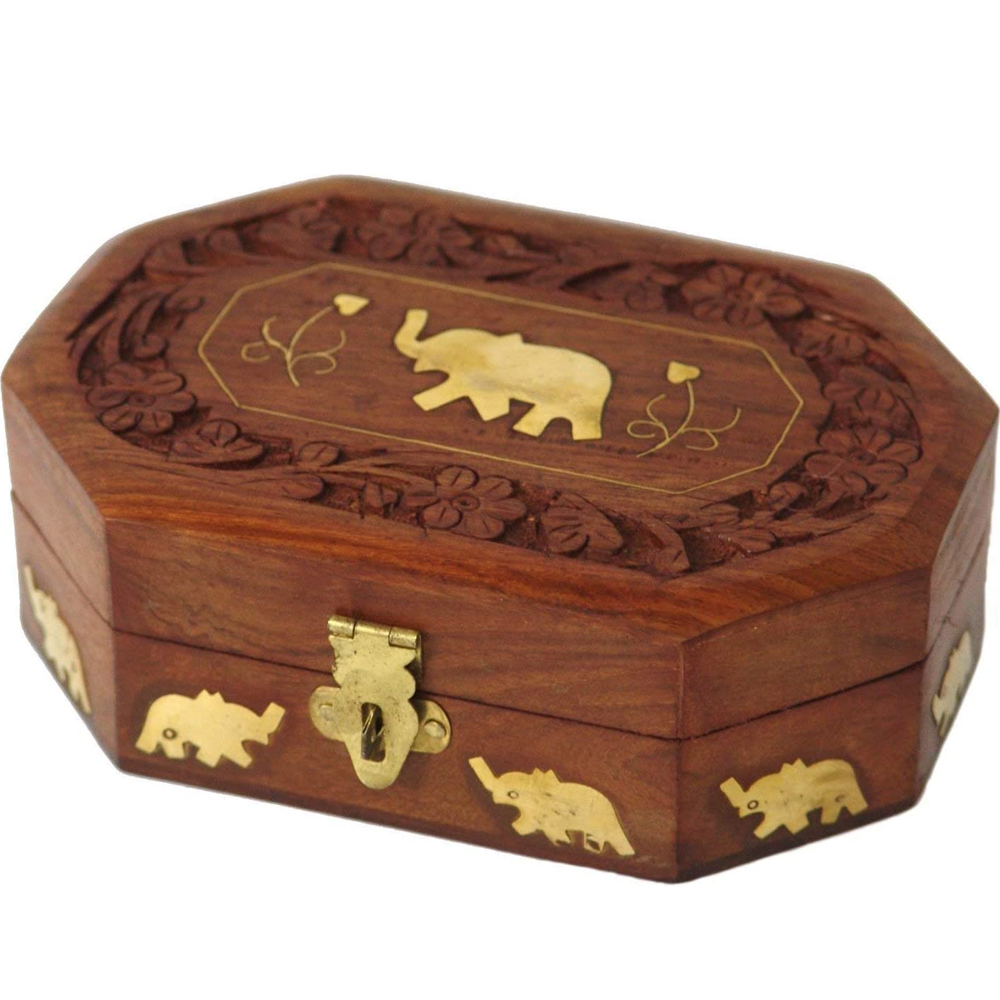 Wooden Jewellery Box Hexagon 8x5