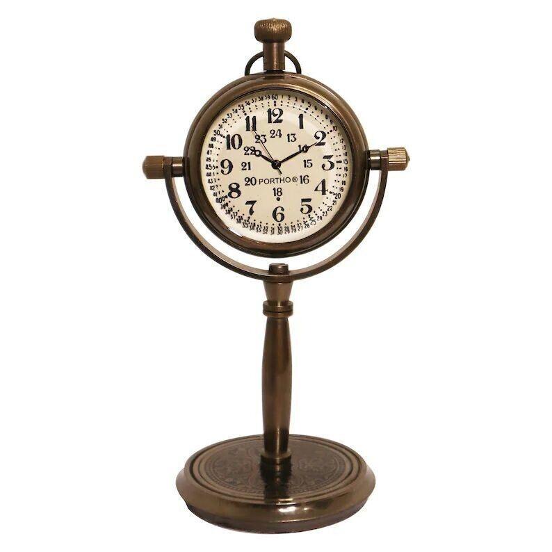 Antique Brass Rounded Shape Table Clock thumbnail 2