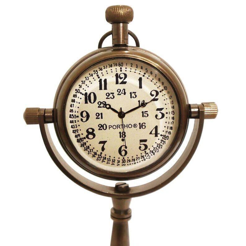 Antique Brass Rounded Shape Table Clock thumbnail 3