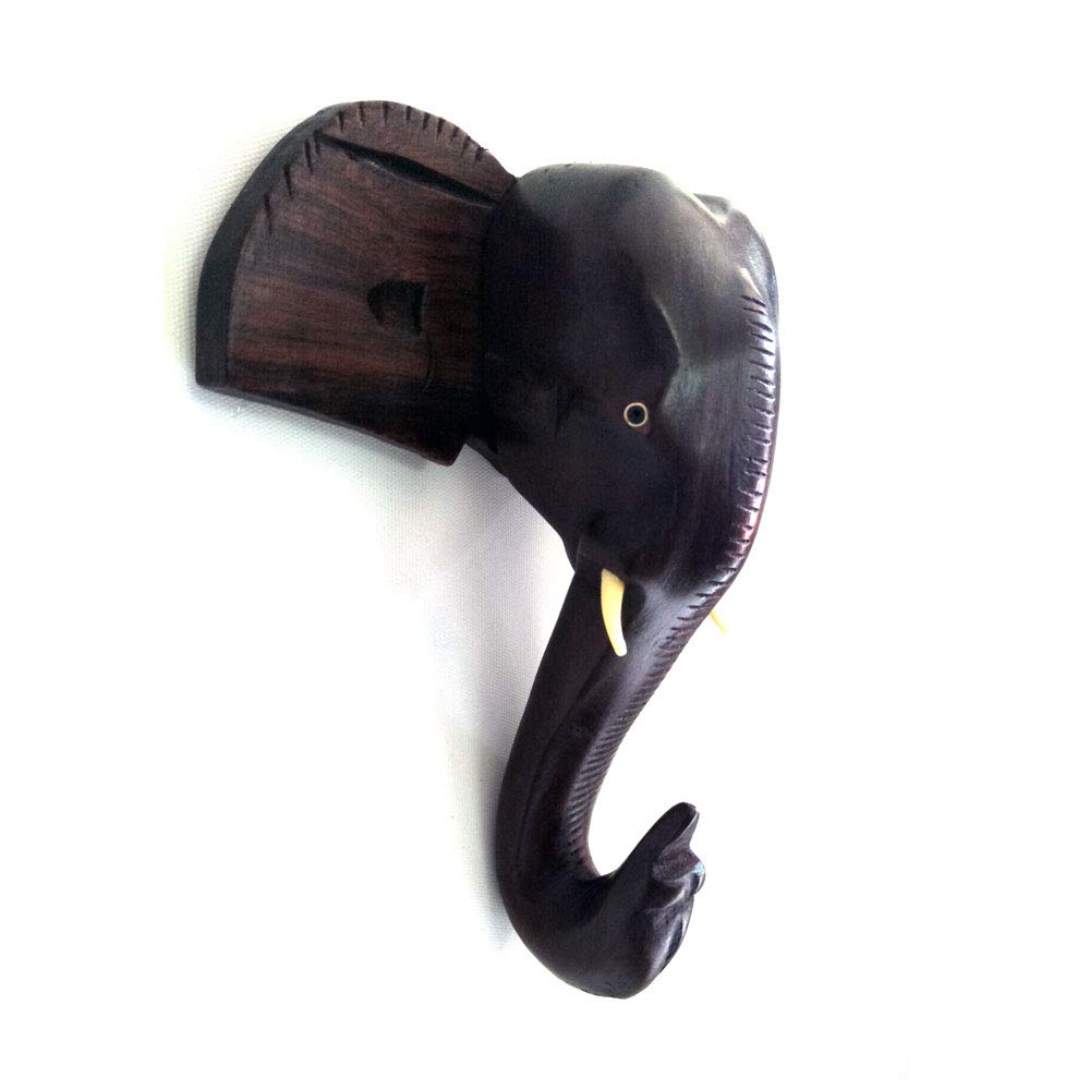 Rosewood Crafted Wooden Elephant Head Wall Hang for Home Office Decor (4 x 8 inches) thumbnail 2