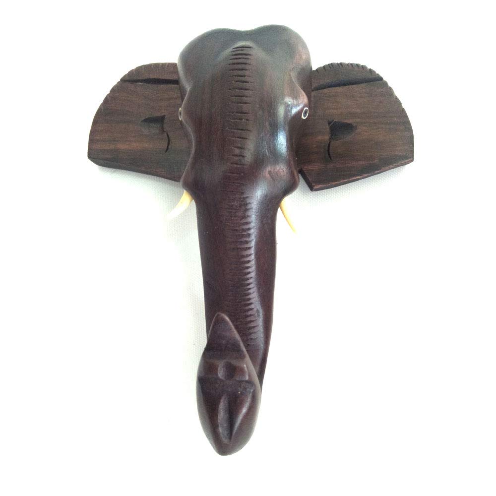 Rosewood Crafted Wooden Elephant Head Wall Hang for Home Office Decor (4 x 8 inches)