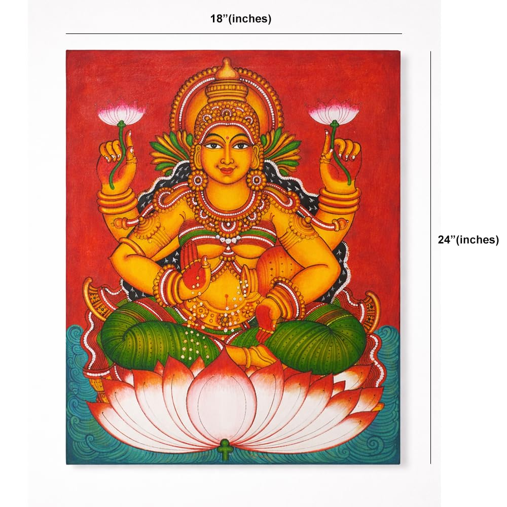Mata Lakshmi Mural Painting on Canvas Board thumbnail 2